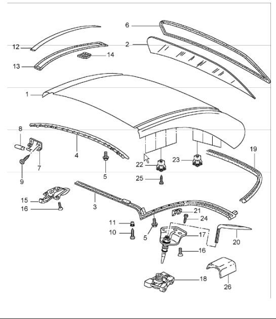 hardtop, accessories, gaskets 996 TURBO M550 (Hard Top) 2001-05