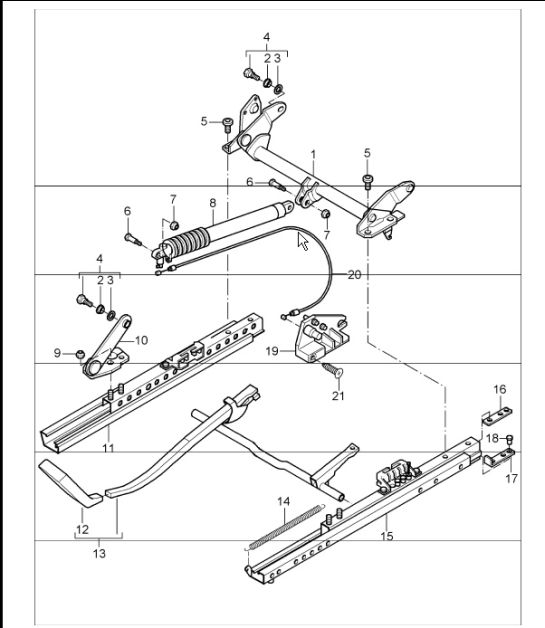 seat adjuster standard seat with height adjustment mechanical 996 TURBO / GT2 2001-05