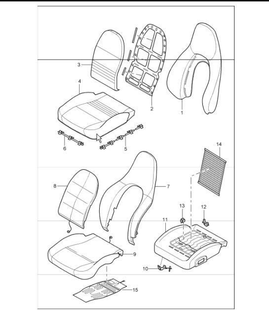 cover, foam part, sports seat 996 TURBO / GT2 2001-05