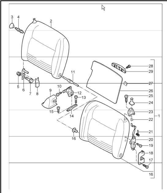 back seat backrest 996 TURBO COUPE 2001-05