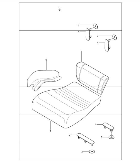 back seat cushion, back seat, centre part 996 TURBO CABRIO 2001-05