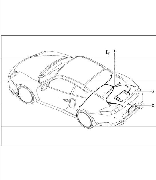 wiring harnesses: rear end, additional brake light, rear lid, license plate light, engine, transmission, repair kit, anti-lock brake system, brake pad wear indicator, rear axle 996 TURBO 2001-05