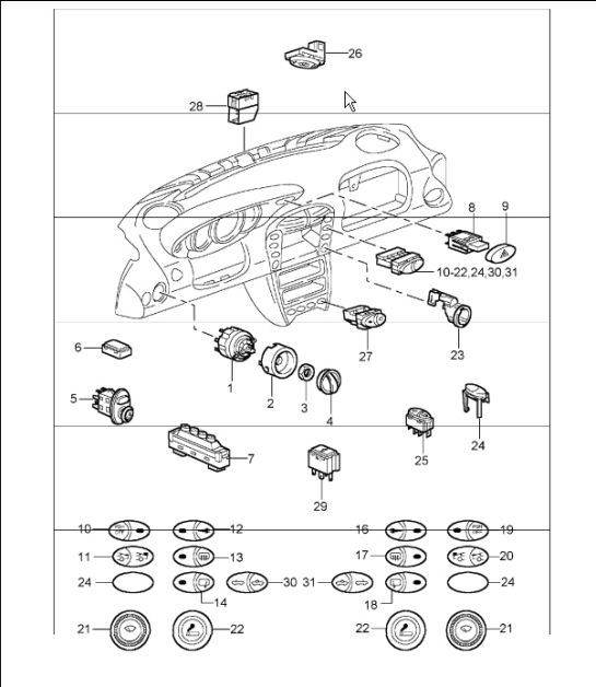 Diagram 903-05 Porsche 993 (911) (1994-1998) Materiale elettrico