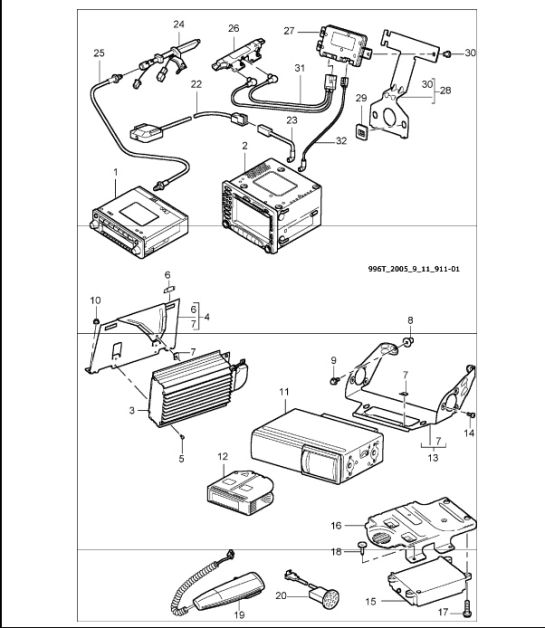 radio, navigation system, telephone 996 TURBO 2003 ONWARDS
