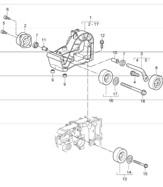belt tensioner and  belt drive for 997.1 M96.05 3.6L COUPE / CABRIO and 997.1 M97.01 3.8L CABRIO S / COUPE S 2005-08
