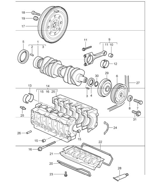 crankshaft for 997.1 M96.05 3.6L COUPE / CABRIO and 997.1 M97.01 3.8L CABRIO S / COUPE S 2005-08