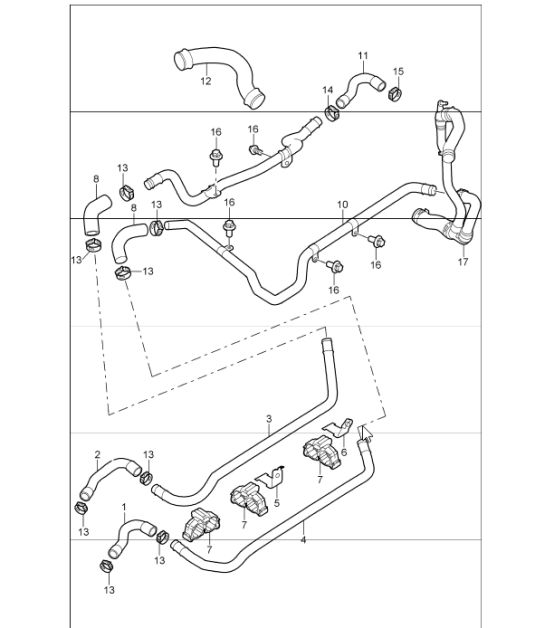 lines heating I480 (6-speed manual transmission) for 997.1 M96.05 3.6L COUPE / CABRIO and 997.1 M97.01 3.8L COUPE S / CABRIO S 2005-08