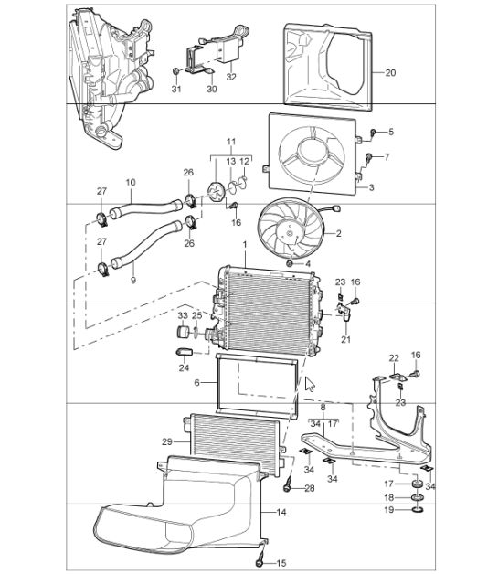 water cooling - 3 - for 997.1 M96.05 3.6L COUPE / CABRIO and  997.1 M97.01 3.8L COUPE S / CABRIO S 2005-08
