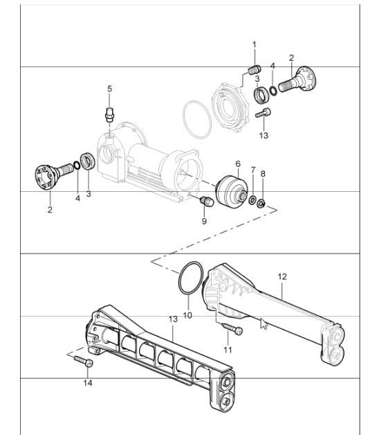 front-axle final drive, viscous clutch and single parts for 997.1 CARRERA C4  G97.31 MANUAL Transmission 2006-08 and 997.1 CARRERA C4 A97.31 TIPTRONIC Transmission 2006-08