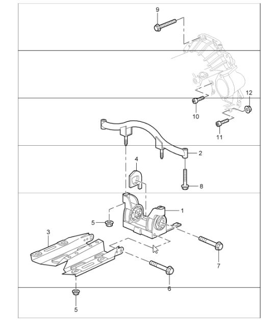 tiptronic transmission suspension and mount intermediate flange for 997.1 CARRERA C2 A97.01 TIPTRONIC 2005-08 and 997.1 CARRERA C4 A97.31 TIPTRONIC 2006-08