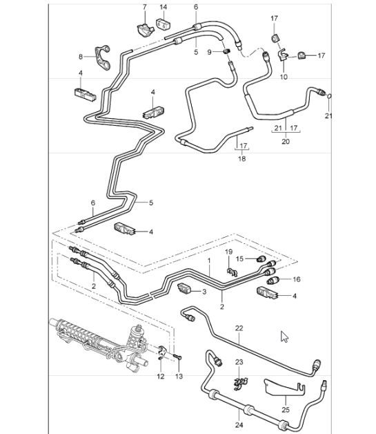 Diagram 403-01 Porsche Cayman 718 2.0L Manual (300Bhp) Front Axle, Steering 