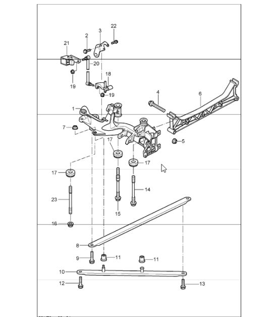 rear axle, side section, bracket 997.1 2005-08