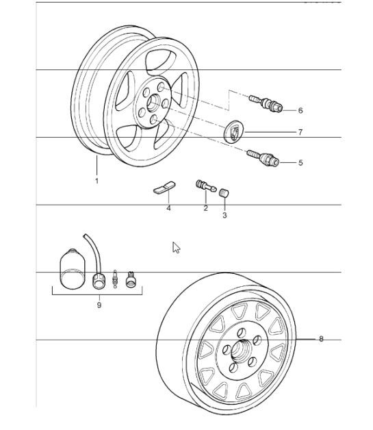 Diagram 601-00 Porsche 991 (911) MK2 2016-2019 Wheels, Brakes