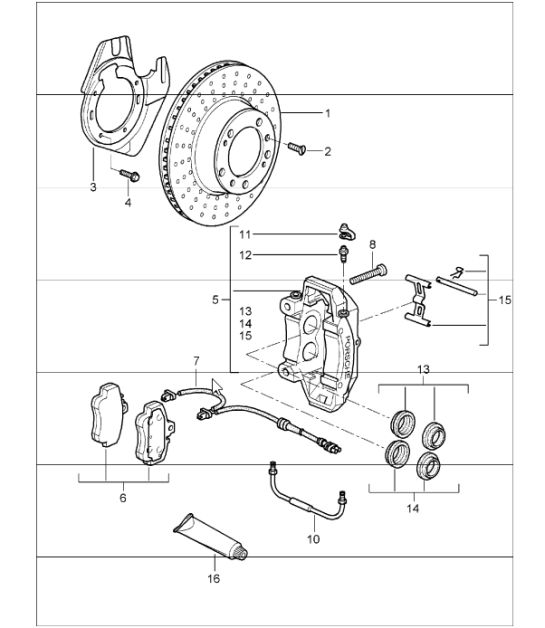 disc brake front axle for 997.1 CARRERA 2 / 2S 2005-08