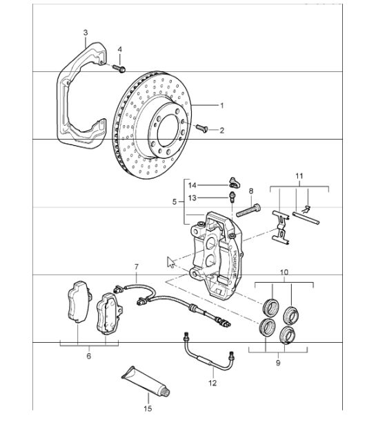 disc brake rear axle for 997.1 CARRERA 2 and  997.1 CARRERA 2S 2005-08
