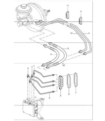 brake lines body front section for 997.1 CARRERA 2 / 2S 2005-08