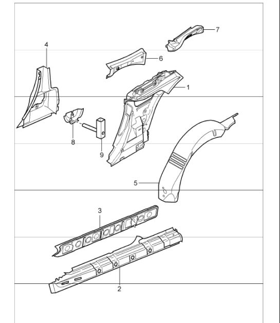 side section inner 997.1 CABRIO 2005-08