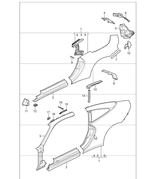 Diagram 801-65 Porsche Macan (95B) MK1 (2014-2018) Body