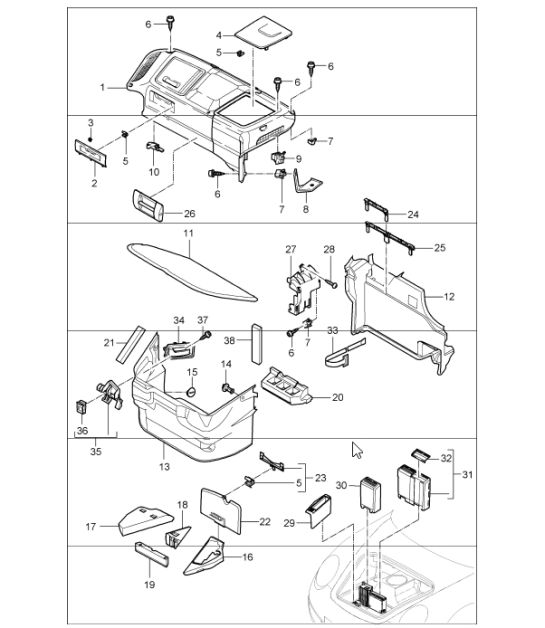 luggage compartment 997.1 CARRERA 4 2006 ONWARDS