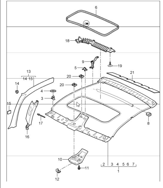 rooflining a-pillar 997.1 COUPE / TARGA 2005-08