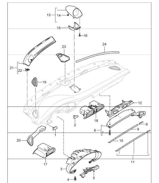 accessories, dashboard trim, upper part 997.1 CARRERA