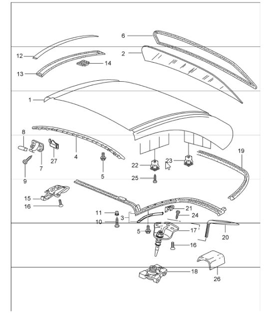 hardtop accessories gaskets 997.1 I550 (Hardtop)  2005-08