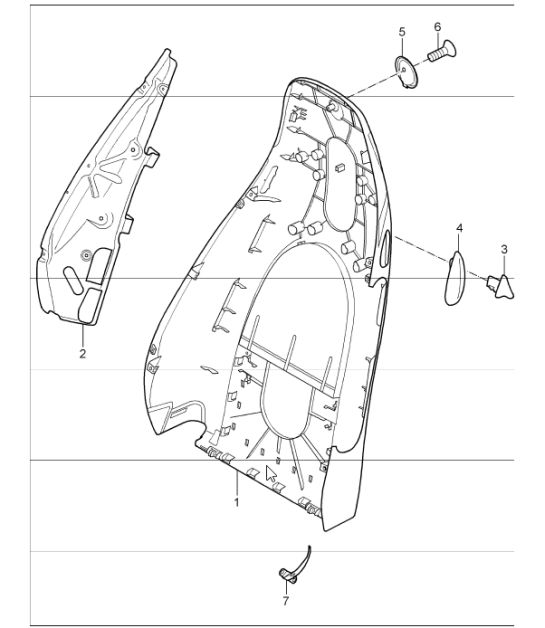 backrest shell, standard seat, comfort seat for 997.1 CARRERA COUPE / CABRIO 2005-08 and 997.1 CARRERA TARGA 2007 ONWARDS