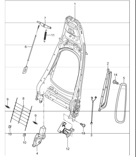 backrest frame, standard seat, comfort seat 997.1 CARRERA COUPE / CABRIO / TARGA 2005-08