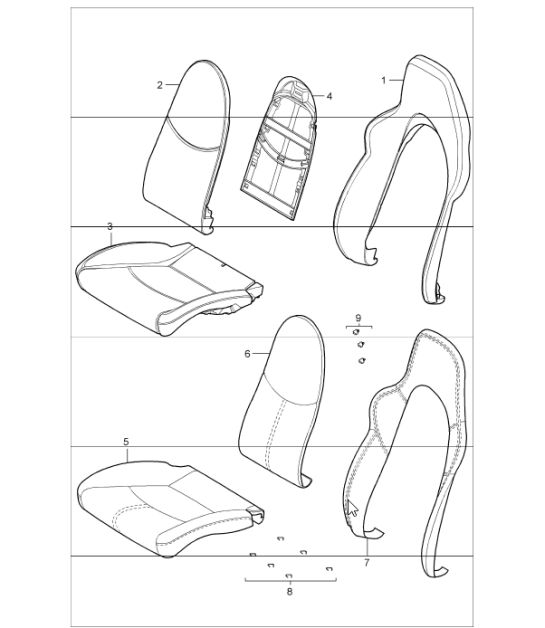 foam part, cover, sports seat for 997.1 CARRERA CABRIO / COUPE / TARGA 2005-08