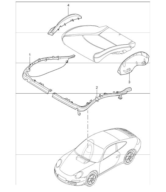 cushion carrier, frame, seat surface, sports seat  for 997.1 CARRERA COUPE / CABRIO / TARGA 2005-08