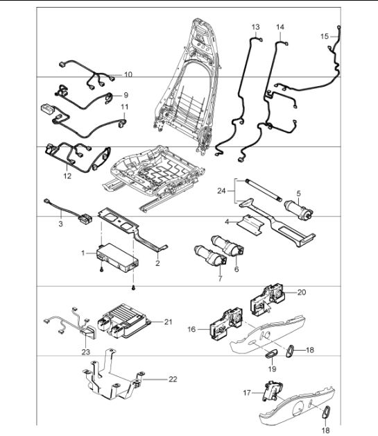 wiring harnesses, switch, control unit, electric motor, sports seat for 997.1 CARRERA COUPE / CABRIO / TARGA 2005-08
