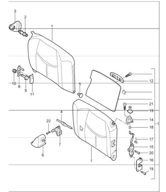 back seat backrest 997.1 CARRERA COUPE / TARGA 2005-08