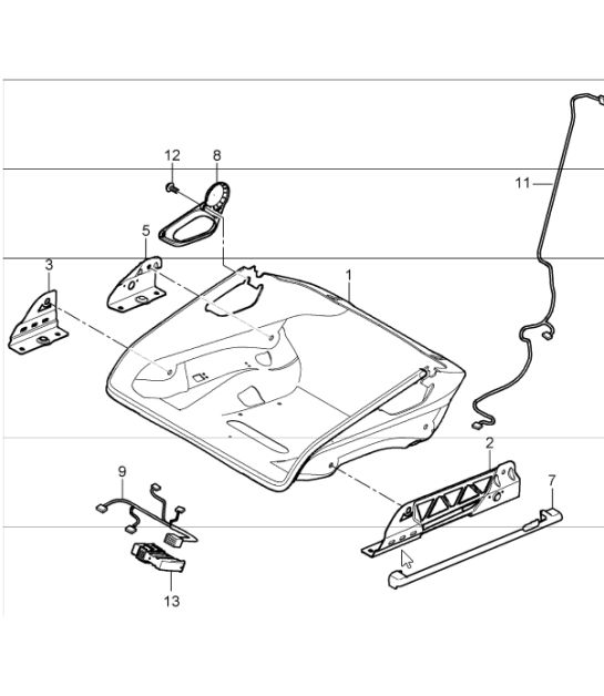bucket seat collapsible, seat adjuster and accessories for 997.1 CARRERA TARGA / COUPE / CABRIO 2008 ONWARDS