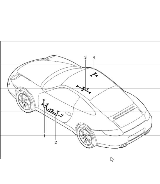 wiring harnesses: doors, airbag , centre console, glove compartment, targa roof, convertible top control, auxiliary support for 997.1 2005-08