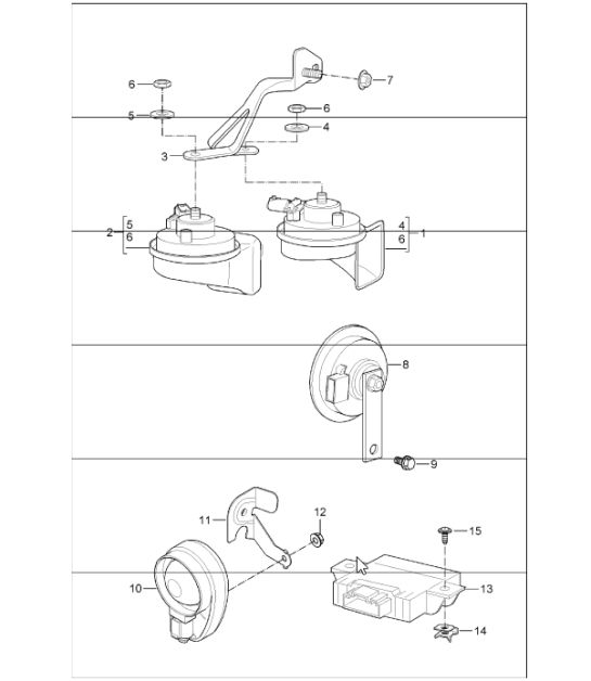 fanfare horn alarm system 997.1 2005-08