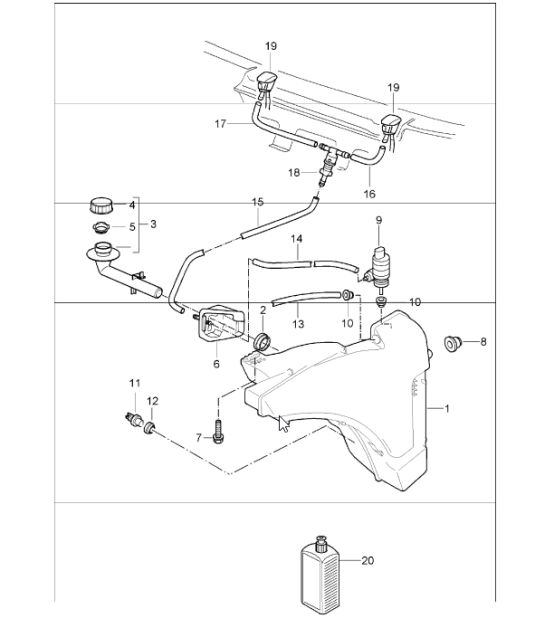 windscreen washer system 997.1 2005-08