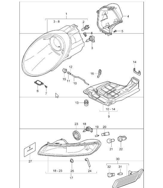 Diagram 905-00 Porsche Macan (95B) MK1 (2014-2018) Electrical equipment