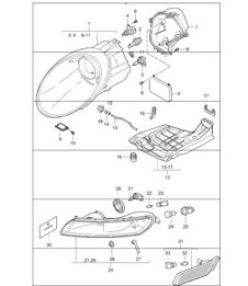headlamp, additional headlamp and direction indicator light for 9971. I601 (Xenon lighting system) 2005-08