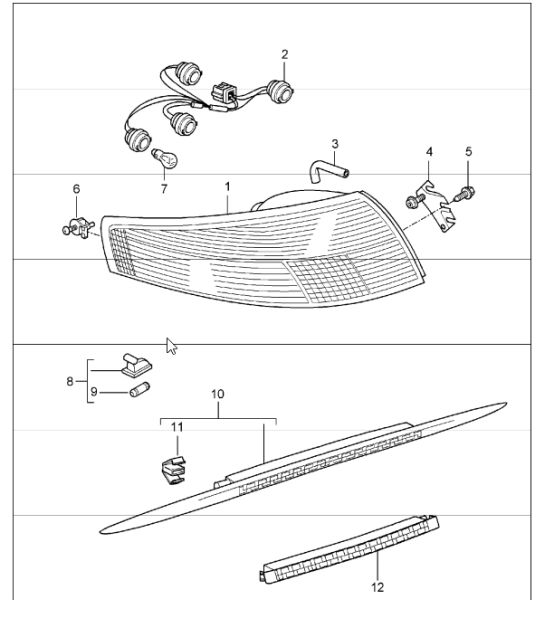 rear light, license plate light and  additional brake light for 997.1 2005-08
