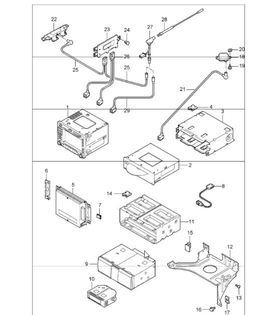 Diagram 911-00 Porsche Cayman 718C (982C) 2017>> Electrical equipment