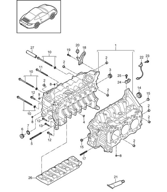 Diagram 101-005 Porsche 958 Cayenne S V8 4.8L Petrol (400Hp) 2010-17 Engine