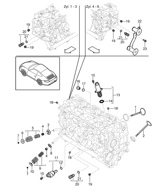 Cylinder head / Accessories / Valves - A101, A102 - 997.2 Carrera 3.6L / 3.8L 2009-12
