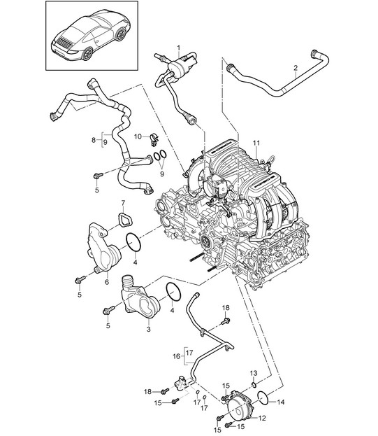 Crankcase housing / Bleeding / Tank ventilation / Vacuum pump 997.2 Carrera 2009-12