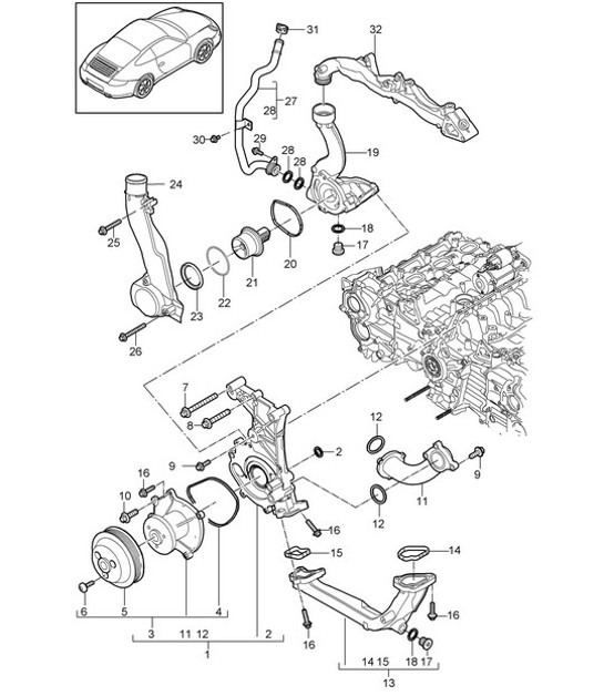 Diagram 105-000 Porsche 911 & 912 (1965-1989) Engine