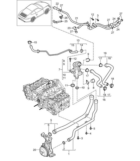 Diagram 105-005 Porsche Boxster 718 2.0L PDK (300 PS) Motor