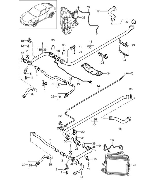 Water cooling - 2 - (A101,A102) 997.2 Carrera 3.6L / 3.8L 2009-12