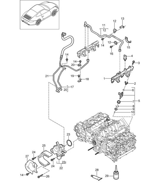 Diagram 107-005 Porsche 997 (911) MK2 2009-2012 Engine