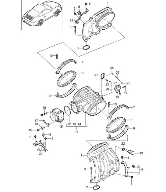Diagram 107-010 Porsche Boxster S 986 3.2L 2003-04 Engine