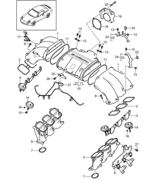 Diagram 107-013 Porsche Macan (95B) MK1 (2014-2018) Engine