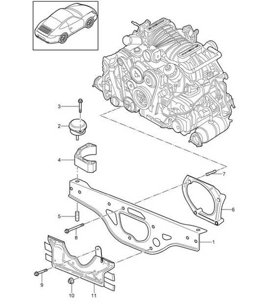 Diagram 109-000 Porsche 996 C2 3.6L 09/01-2005 Engine